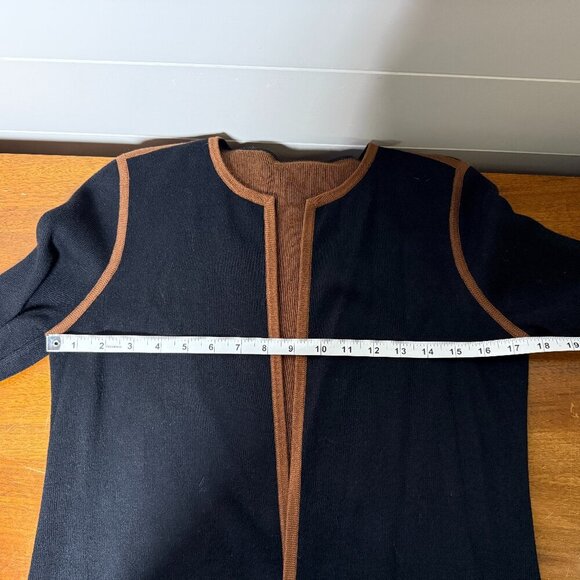 Black/Camel Reversible Open Cardigan Sweater Split Sleeves - Picture 4 of 10